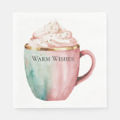 クリスマス・ココア金ゴールドピンクミントウォームウィッシュ スタンダードランチョンナプキン (正面)
