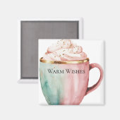 クリスマス・ココア金ゴールドピンクミントウォームウィッシュ マグネット (正面/裏面)