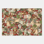 クリスマス・コラージュ神父 ラッピングペーパーシート (正面)