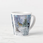 クリスマス・コラージュ・アートのオオカミ カフェラテマグ (右アングル)