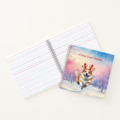 クリスマス・コルギトナカイ〔雄ジカの〕枝角は雪の中で飛び跳ねた ノートブック (内部)
