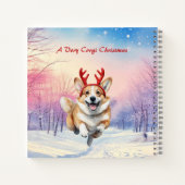 クリスマス・コルギトナカイ〔雄ジカの〕枝角は雪の中で飛び跳ねた ノートブック (裏面)