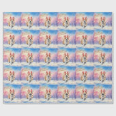 クリスマス・コルギトナカイ〔雄ジカの〕枝角は雪の中で飛び跳ねた ラッピングペーパー (フラット)