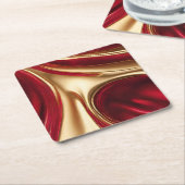 クリスマス・コースター・レッドと金ゴールド- スクエアペーパーコースター (アングル)