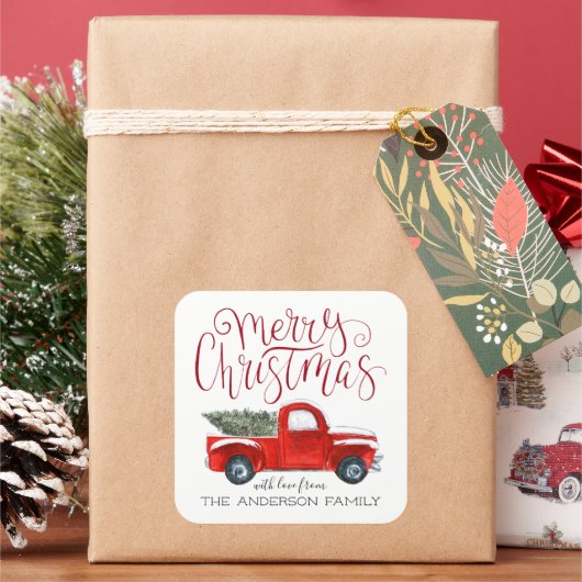 クリスマス コーディネート ステッカー - ビンテージ 赤いトラック (クリスマス)