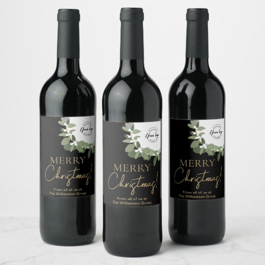 クリスマス コーポレート ロゴ リース ホリデー ワインラベル (ボトル)