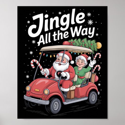 クリスマス ゴルフカート パレード サンタ と ミセス サンタクロース ポスター (正面)