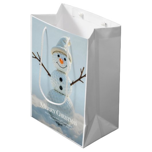 クリスマス ゴルフボール スノーマン ミディアムペーパーバッグ (正面アングル)