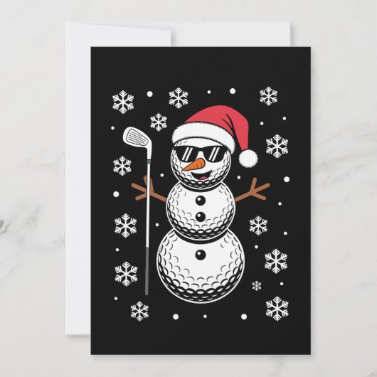 クリスマス ゴルフボール 雪だるま サンタ サングラス クリスマス 招待状 (正面)