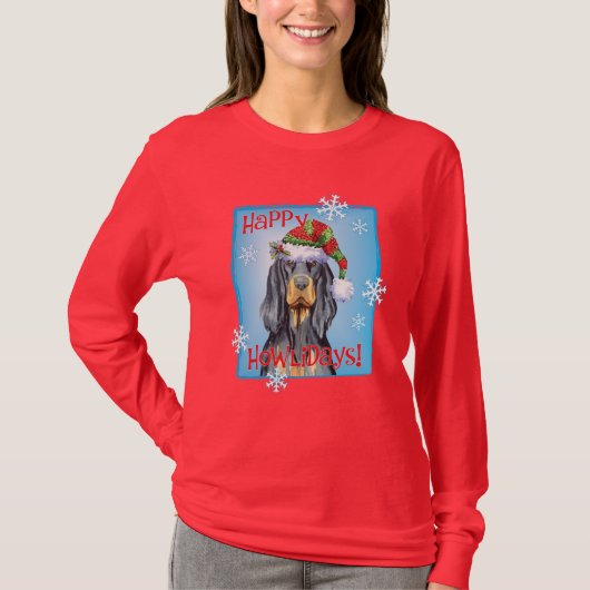 クリスマス・ゴードン・セッター Tシャツ (正面)