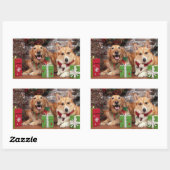 クリスマス – ゴールデンシドニー – Corgi Cal 長方形シール (シート)