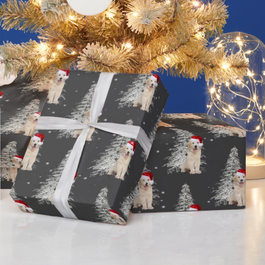 クリスマス ゴールデンレトリバーとツリー ラッピングペーパー (クリスマス)