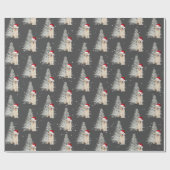 クリスマス ゴールデンレトリバーとツリー ラッピングペーパー (フラット)