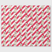 クリスマス ゴールデンレトリバー ストライプ ラッピングペーパー (フラット)