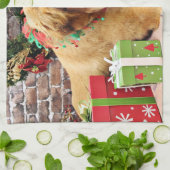 クリスマス-ゴールデン・リトリーバー- Addison キッチンタオル (折り畳み)