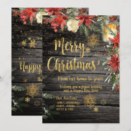 クリスマス ゴールドカリグラフィー ラスティック ボード カード