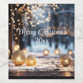 クリスマス ゴールド オーナメント スノー ボケ ライト ワインラベル (シングルラベル)