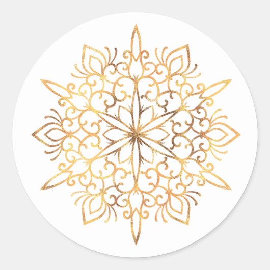 クリスマス ゴールド スノーフレーク ステッカー (正面)