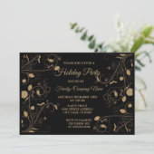 クリスマス ゴールド パターン ホリデー パーティー 招待状 (スタンド正面)