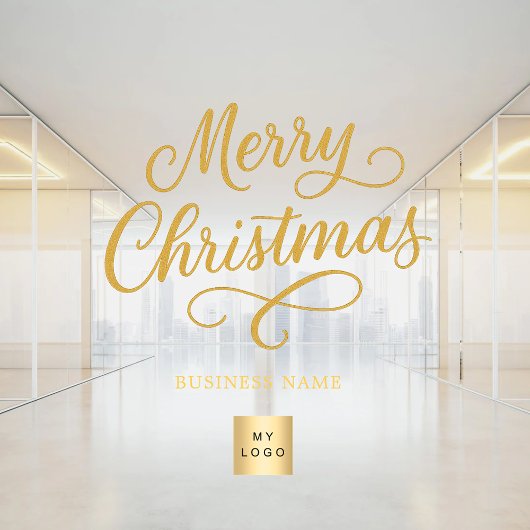 クリスマス ゴールド ビジネス ロゴ クリア ウィンドウサイン