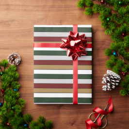 クリスマス ゴールド 緑 赤 シルバー 白 ストライプ柄 ラッピングペーパー