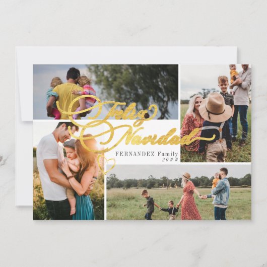 クリスマス ゴールド 4 枚の写真のコラージュ (正面)