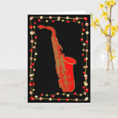 クリスマス サクソフォン カード (黄色い花)