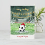 クリスマス サッカーボール サンタ帽子のグリーティングカード (スタンド正面)