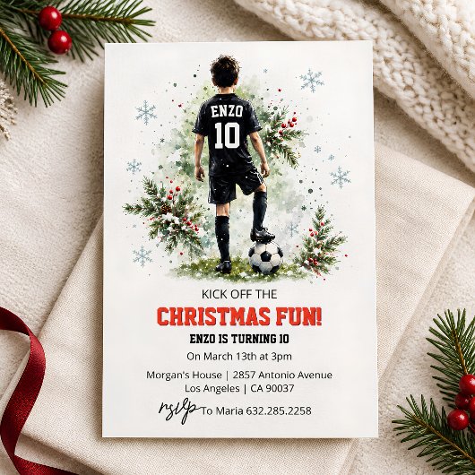 クリスマス サッカー お誕生日会 男子 招待状