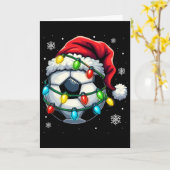 クリスマス サッカー さんた帽子 Xmas ライト 楽しい メンズ カード (黄色い花)