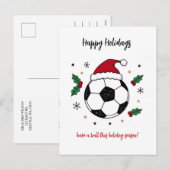 クリスマス サッカー サンタ帽子のグリーティングカード (正面/裏面)