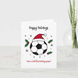 クリスマス サッカー サンタ帽子のグリーティングカード