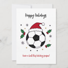 クリスマス サッカー サンタ帽子のグリーティングカード