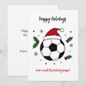 クリスマス サッカー サンタ帽子 グリーティングカード (正面/裏面)