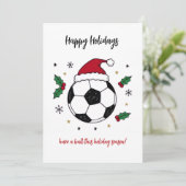 クリスマス サッカー サンタ帽子 グリーティングカード (スタンド正面)