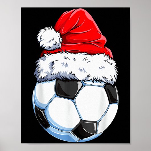 クリスマス サッカー サンタ帽子 面白い Srts クリスマス ブーツ ポスター (正面)