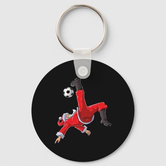 クリスマス サッカー サンタ ふざけた自転車キック キーホルダー (正面)