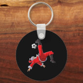 クリスマス サッカー サンタ ふざけた自転車キック キーホルダー (正面)