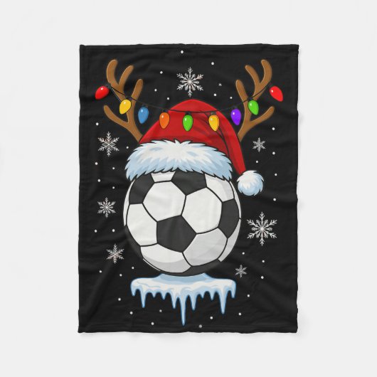 クリスマス サッカー トナカイ フリースブランケット (正面)
