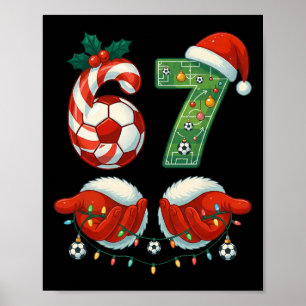 クリスマス サッカー ドリップ ナンバー67 男子サッカー選手 ポスター