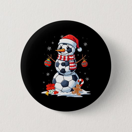 クリスマス サッカー ビール おもしろ 雪だるま 男性 少年 少年少女 缶バッジ (正面)