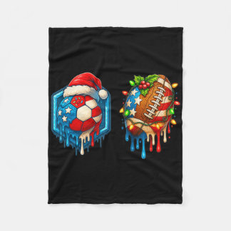 クリスマス サッカー フットボール ドリップ US フラッグ アイスクリーム D フリースブランケット