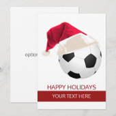 クリスマス サッカー ボール サンタ 帽子 グリーティング カード (正面/裏面)