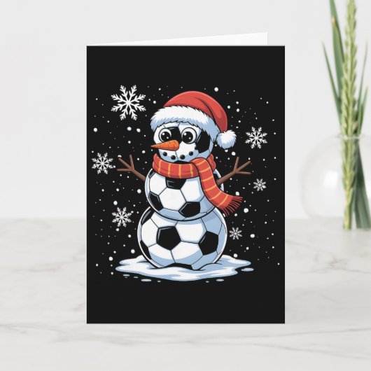 クリスマス サッカー 雪だるま クリスマス 女性 男性 子供用 カード (正面)