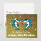 クリスマス サメ ゴールド パーソナライズド タイポグラフィ (正面/裏面)