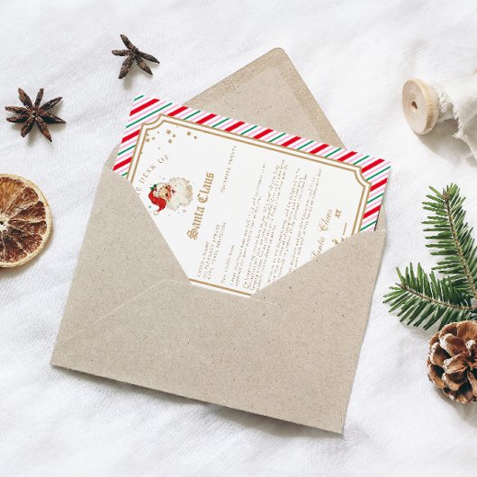 クリスマス サンタからのフェスティブなストライプの手紙 招待状