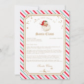 クリスマス サンタからのフェスティブなストライプの手紙 招待状 (正面)