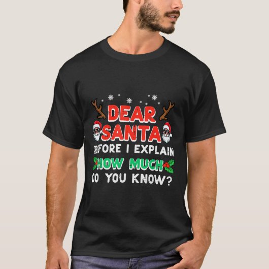 クリスマス サンタさんへのお願い 説明する前に 笑えるXmas W Tシャツ (正面)