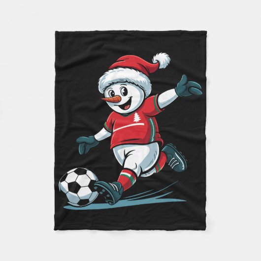 クリスマス サンタさん スノーマン サッカー おもしろ 幼児 フリースブランケット (正面)