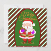 クリスマス サンタとクッキー フラット ホリデー カード (正面)